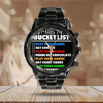 Discover Christmas Bucket List Video Games Xmas Gamer Calendar Steel Band Watch