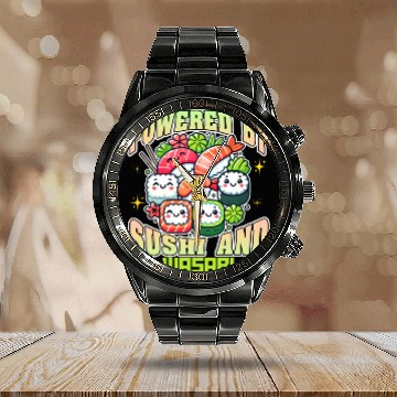 Discover Powered By Sushi And Wasabi Calendar Steel Band Watch