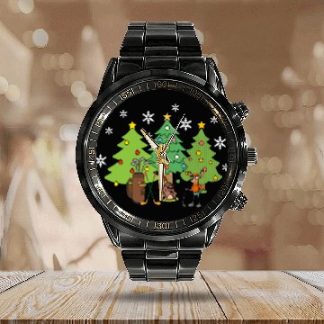 Discover sport funny animal moose playing golf Calendar Steel Band Watch