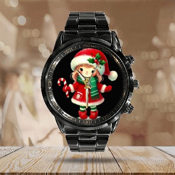 Discover Merry Christmas, Christmas Vintage Calendar Steel Band Watch