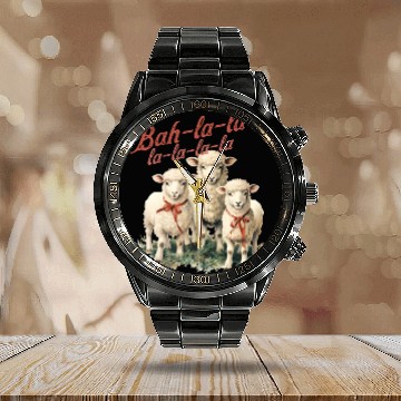 Discover Christmas Farm, Merry Christmas Calendar Steel Band Watch