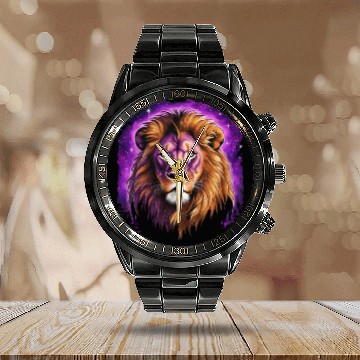 Discover Starry Night Calendar Steel Band Watch design of lion Rembrandt style