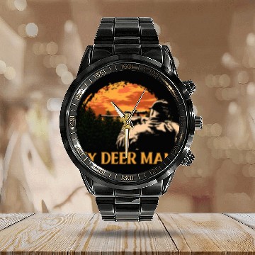 Discover My DEER Man Hunting Couples Hunter Lovers Elk Trap Calendar Steel Band Watch
