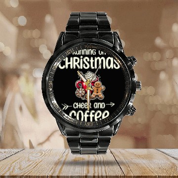 Discover Running Christmas cheer coffe Holiday Energy Lover Calendar Steel Band Watch