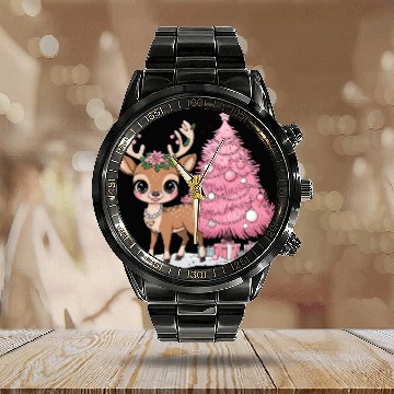 Discover Coquette Christmas Reindeer Calendar Steel Band Watch