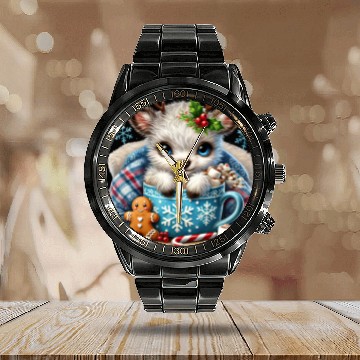 Discover Christmas Retro, Merry Christmas Calendar Steel Band Watch