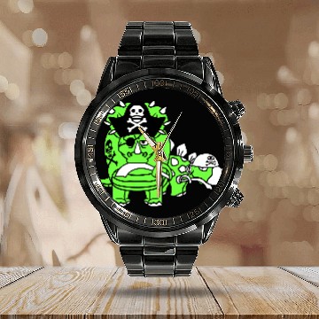 Discover Triceratops Stegosaurus 2 Dinosaur Pirates Dinos Calendar Steel Band Watch
