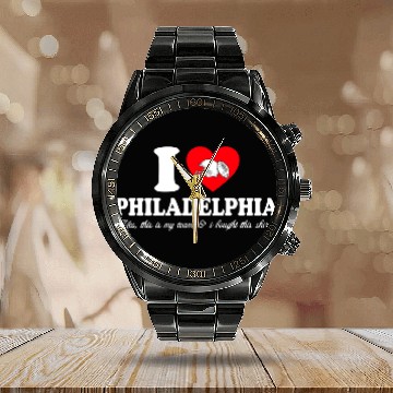 Discover Groovy I Love Philadelphia Calendar Steel Band Watch
