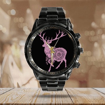 Discover Mandala Hirsch Deer Mystical Madalas Calendar Steel Band Watch
