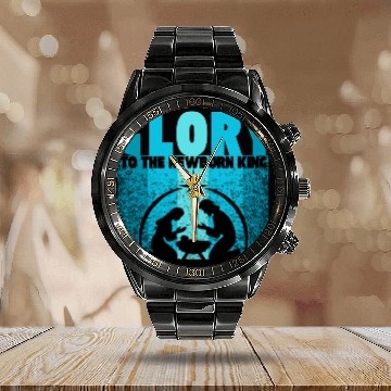 Discover GLORY to the Newborn King Calendar Steel Band Watch