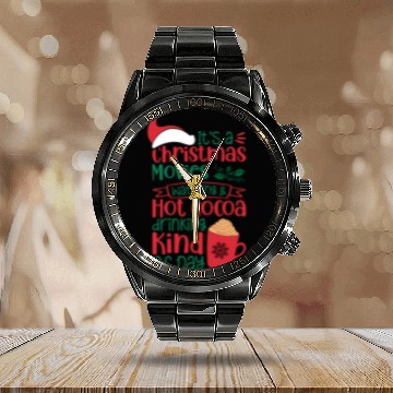 Discover Its a Christmas Movies Watching and Hot Cocoa Calendar Steel Band Watch