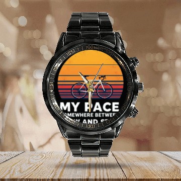Discover Funny Adventure Cycling Lover Quote Calendar Steel Band Watch