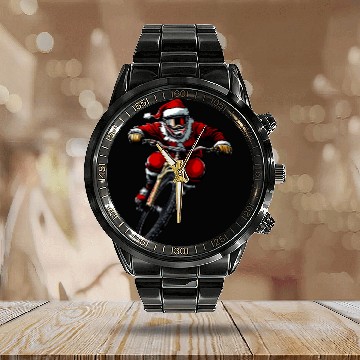 Discover Downhill Bike Christmas Calendar Steel Band Watch