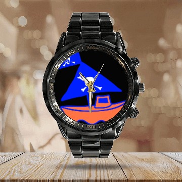 Discover Cute Little Pirate Ship Painted Children Drawing Calendar Steel Band Watch
