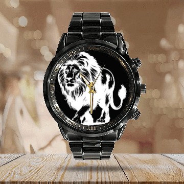Discover Lion With Mane Large African Cat Of Prey Calendar Steel Band Watch