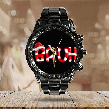 Discover Bruh Christmas Candy Cane Funny Xmas Bruh Calendar Steel Band Watch