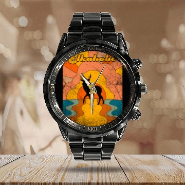 Discover Elk Hunting Elkaholic Hunters Calendar Steel Band Watch