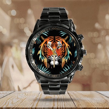 Discover "Royal Tiger: A Striking Blend of Strength Calendar Steel Band Watch