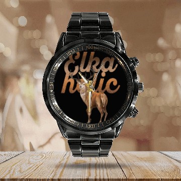 Discover Elk Hunting Elkaholic Hunters Calendar Steel Band Watch