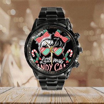 Discover Little Miss Candy Cane Christmas Messy Bun Toddler Calendar Steel Band Watch