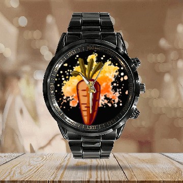 Discover Vegetarian Veganer Carrot Calendar Steel Band Watch
