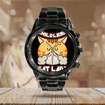 Discover childless cat lady Calendar Steel Band Watch