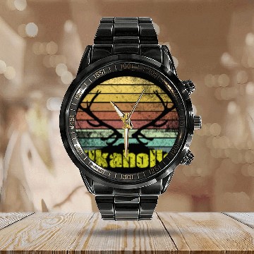 Discover Elk Hunting Elkaholic Hunters Calendar Steel Band Watch