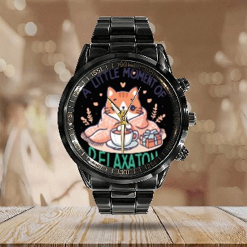 Discover gift idea funny quote relaxation design kawaii cat Calendar Steel Band Watch