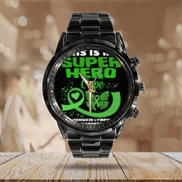 Discover Non-Hodgkin Lymphoma Awareness Superhero Calendar Steel Band Watch