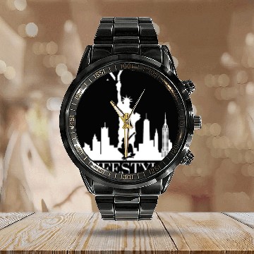 Discover NEW YORK CITY LIFESTYLE Calendar Steel Band Watch