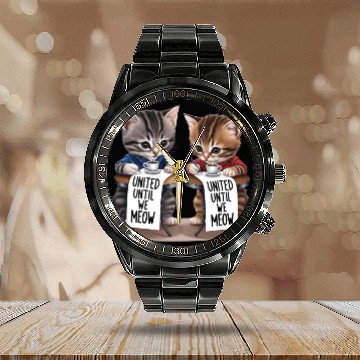 Discover United Until We Meow cat Calendar Steel Band Watch,CatLoversUnite,
