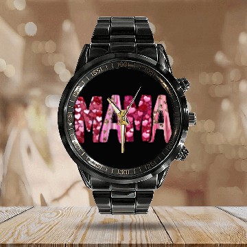 Discover Mama Heart Glitter, Valentines, Valentines Day Calendar Steel Band Watch