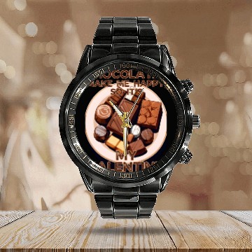 Discover Chocolates Make Me Happy So It's My Valentine Calendar Steel Band Watch