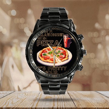 Discover In Relationship With Pizza It's Serious Valentines Calendar Steel Band Watch