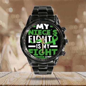 Discover Non-Hodgkin Lymphoma Awareness My Niece Fight Calendar Steel Band Watch