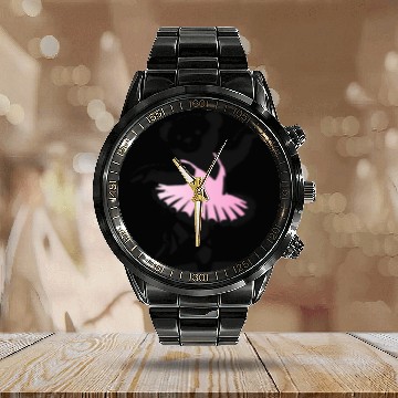 Discover cute teddy bear in pink ballet dress Calendar Steel Band Watch
