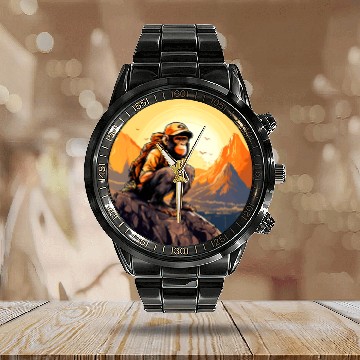 Discover Monkey hiking / mountaineering monkey Calendar Steel Band Watch