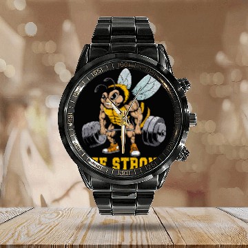 Discover Bee Strong Gym Fitness Bodybuilding Calendar Steel Band Watch