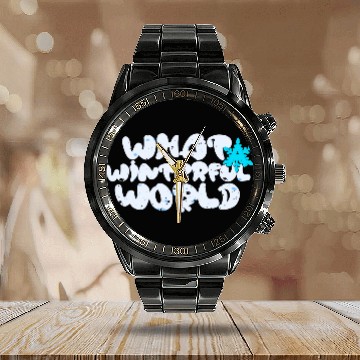 Discover What A Winterful World Graphic Design Calendar Steel Band Watch