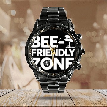 Discover Bee-Friendly Gardener Pollinator Garden and Save Calendar Steel Band Watch