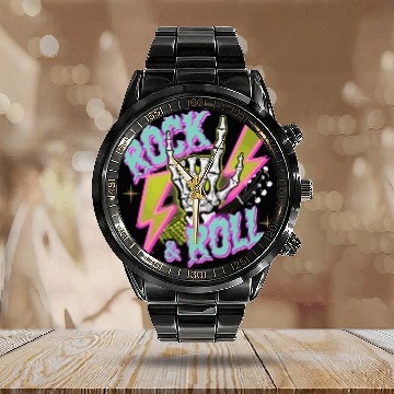 Discover Skeleton Guitar Player Bones Guitarist Musician Calendar Steel Band Watch