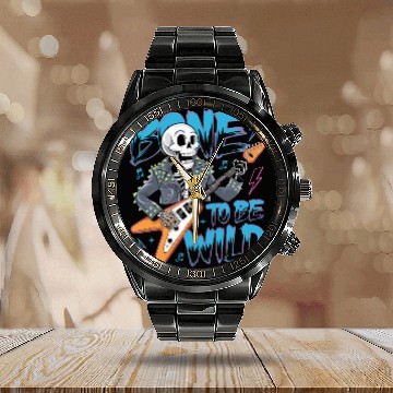 Discover Skeleton Guitar Player Bones Guitarist Musician Calendar Steel Band Watch