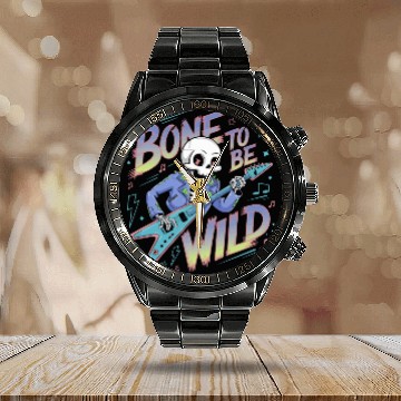 Discover Skeleton Guitar Player Bones Guitarist Musician Calendar Steel Band Watch