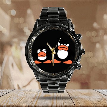 Discover Penguin Two Friends 2 Team Big Brother Angry Crew Calendar Steel Band Watch