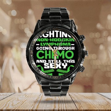 Discover Non-Hodgkin Lymphoma Awareness Chemo Sexy Calendar Steel Band Watch