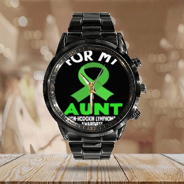 Discover Non-Hodgkin Lymphoma Awareness For My Aunt Calendar Steel Band Watch
