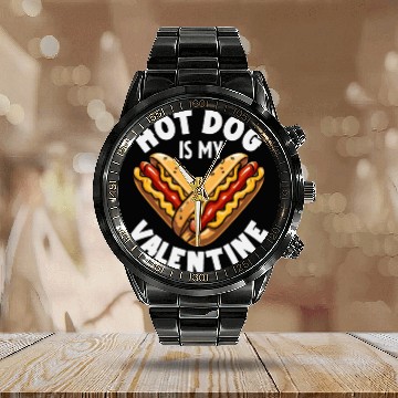 Discover Hot Dog Is My Valentine Fun Love Humor Calendar Steel Band Watch