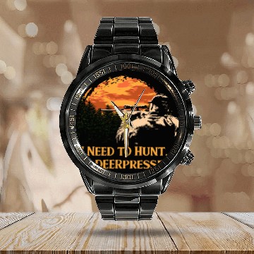 Discover Im DEERpressed Deer Hunting Elk Hunter Funny Dad J Calendar Steel Band Watch