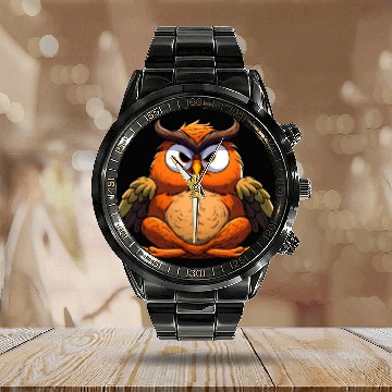 Discover Yogi owl Calendar Steel Band Watch