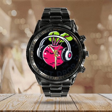 Discover Let The Beet Drop Music Pun Calendar Steel Band Watch